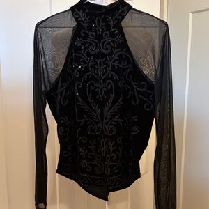 Brand Unknown Womens Black Sheer Sleeve Top Size XS Dancing Party